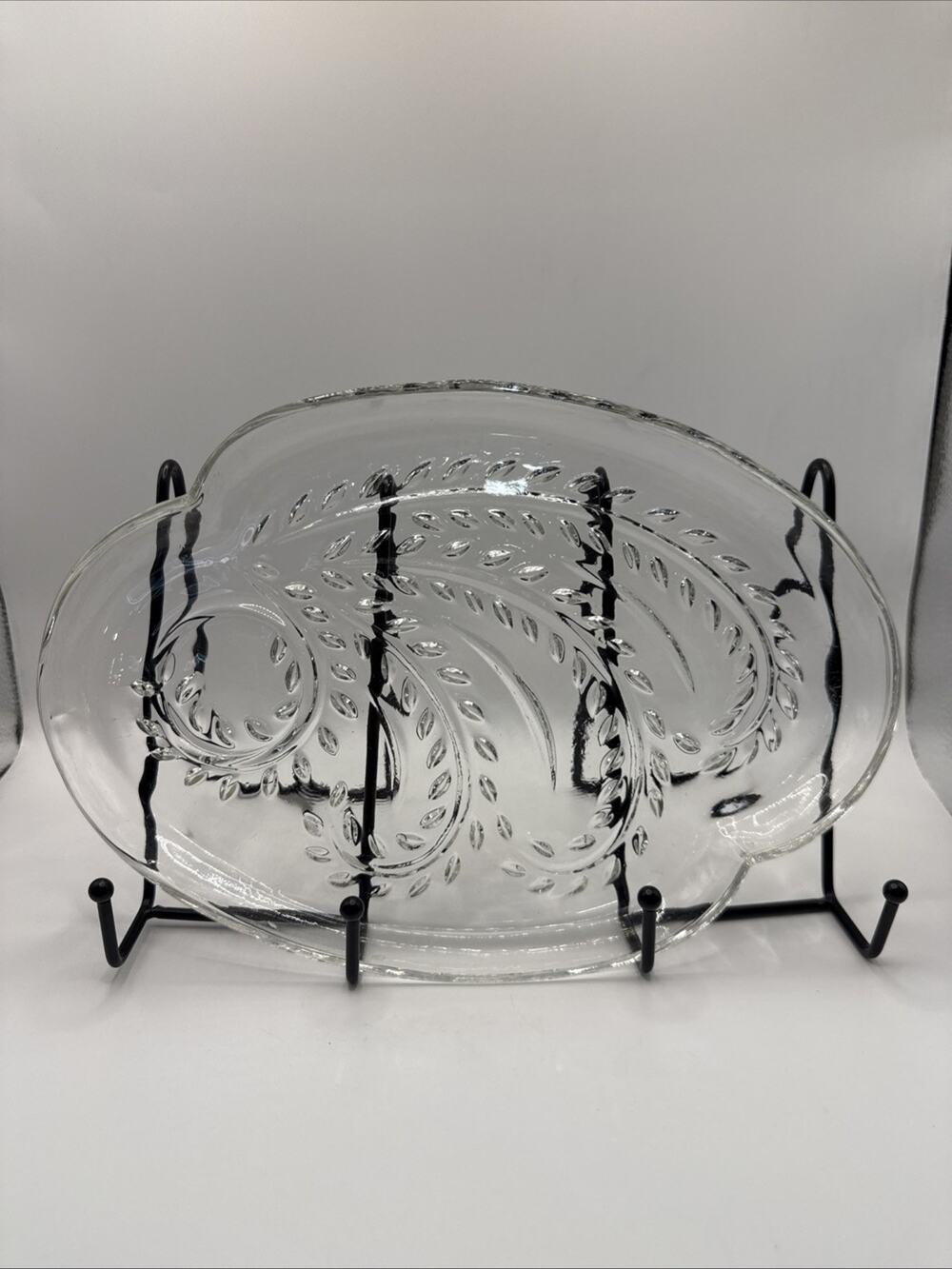 Vintage Federal Glass Homestead Wheat Snack Plate. Set of 4
